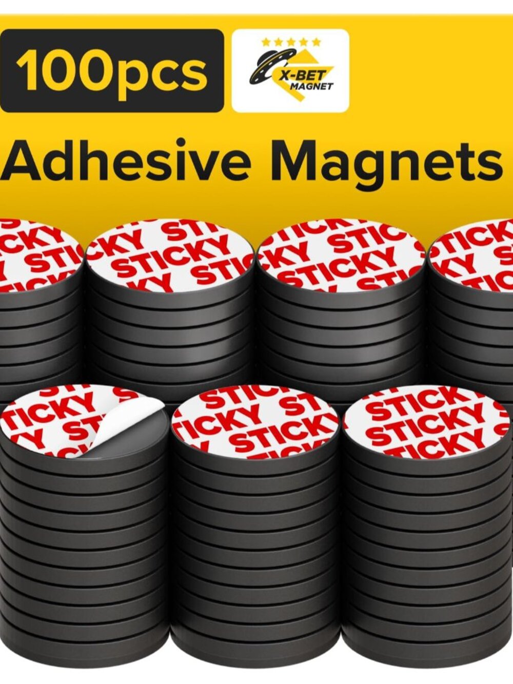 Sticky Flexible Adhesive Magnets for Crafts, 0.8"x0.08" 20x2mm, 100 pcs